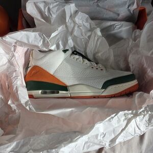 Jordan White, Green, and Orange Athletic Shoes